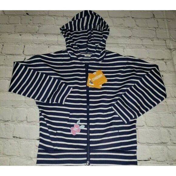 Nwt Girls Gymboree Zip Up Jacket W/ Hood Navy/White Size 4, 5/6, 7/8, 10/12 - Picture 1 of 4